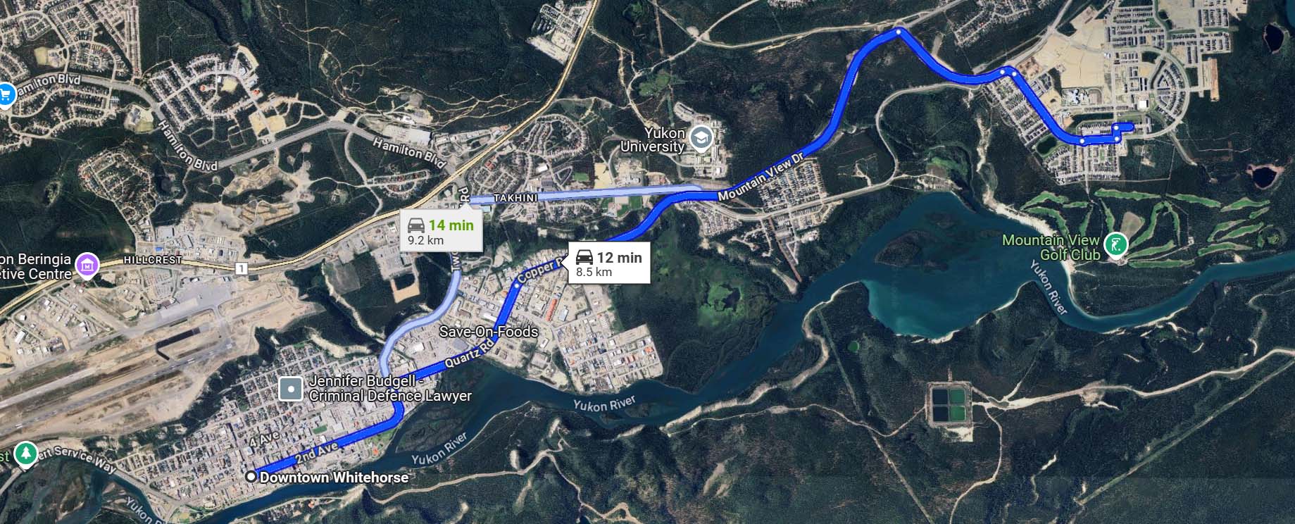 iskoot crescent to downtown whitehorse yt