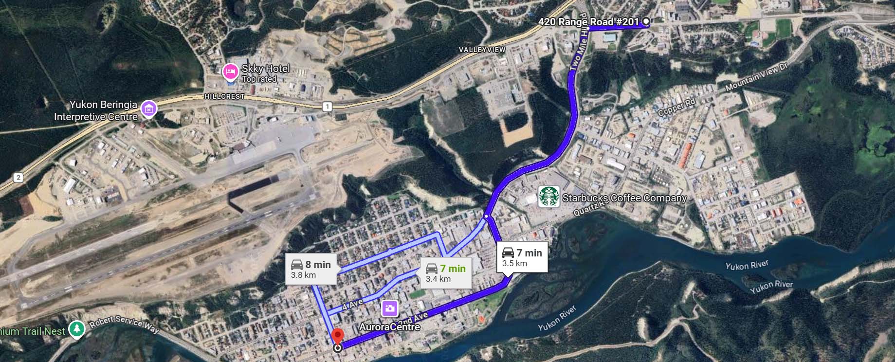 420 range road unit 201 driving directions and time to downtown whitehorse
