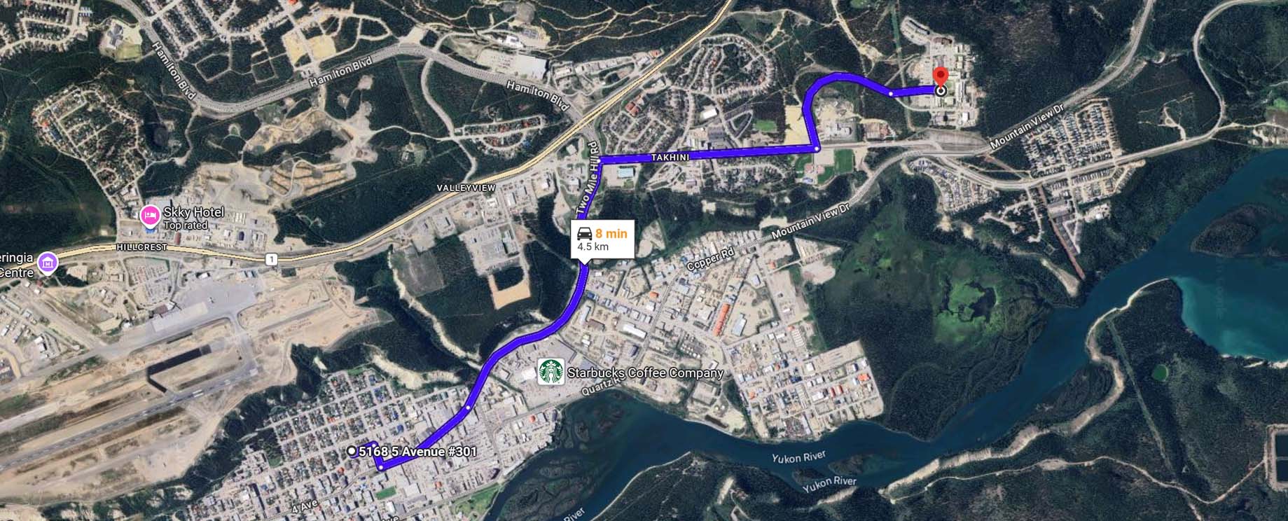 5168 downtown whitehorse to yukon university