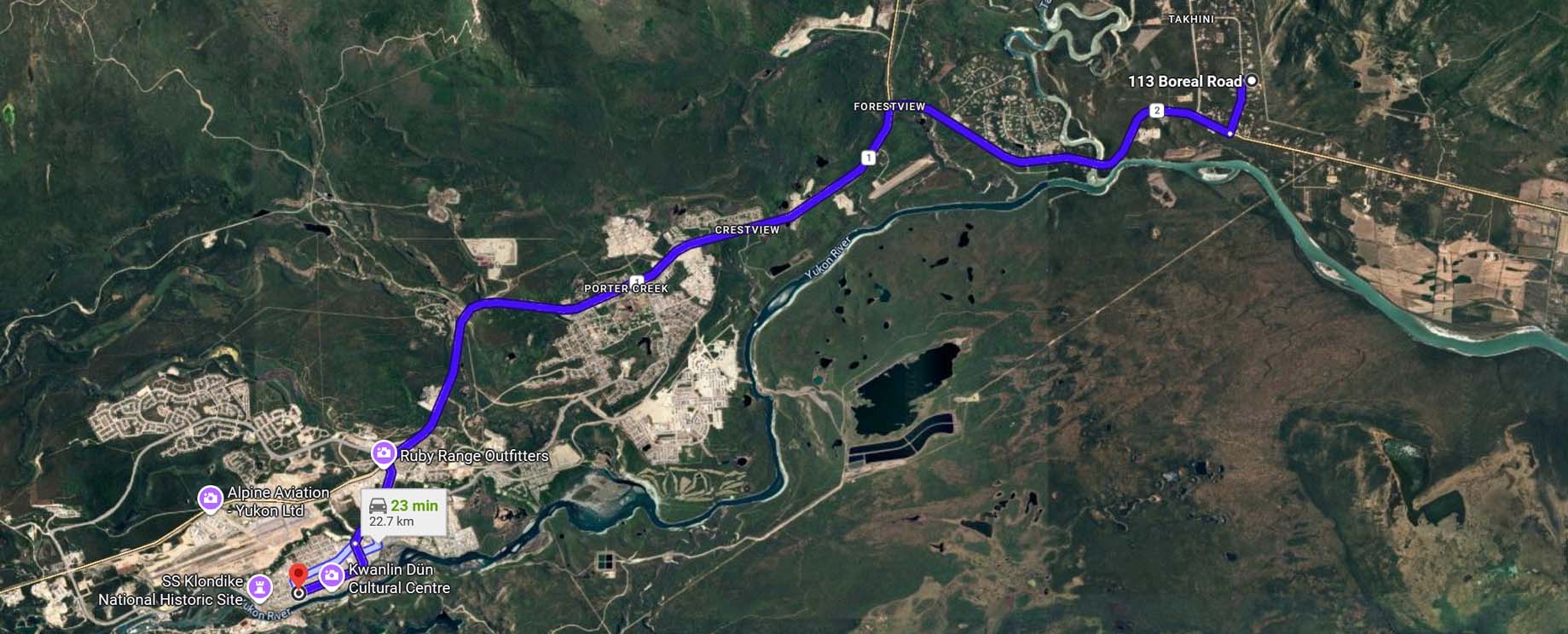 113 boreal road whitehorse to downtown whitehorse